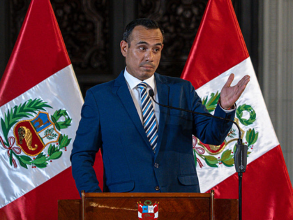 LIMA, PERU - JANUARY 21: Peruâs interim president Jose Jeri holds a press conference at t