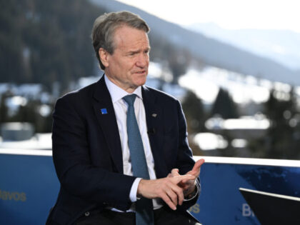 Day Three Of World Economic Forum (WEF) 2026 Brian Moynihan, chief executive officer of Bank of America Corp., during a Bloomberg Telev
