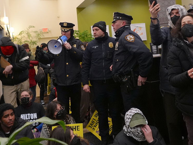 NEW YORK, UNITED STATES - JANUARY 27: Anti-ICE protesters occupy the Hilton Garden Inn on