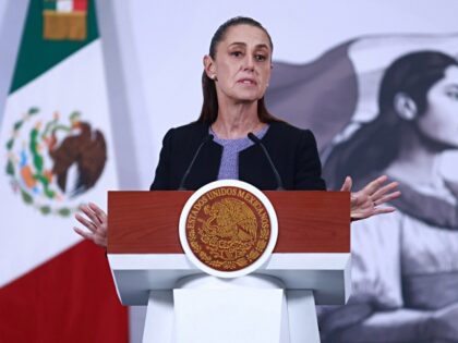 MEXICO CITY, MEXICO - JANUARY 29: Mexican President Claudia Sheinbaum speaks during a pres