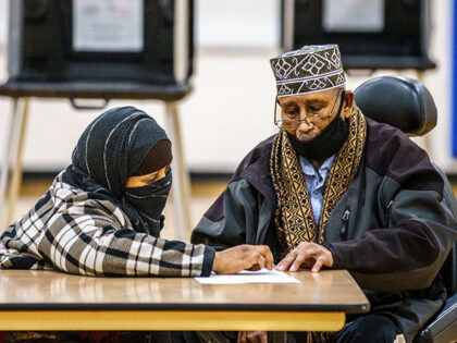Somali-American voters cast their ballots at Brian Coyle Community Center in Minneapolis,