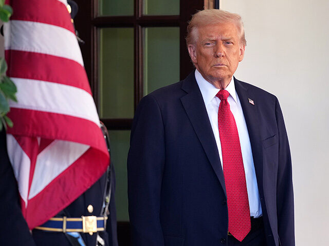 U.S. President Donald Trump waits for the arrival of Prime Minister of Australia Anthony A
