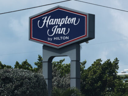 Hampton by Hilton logo is seen in Florida Keys, United States on May 7, 2024. Jakub Porzyc