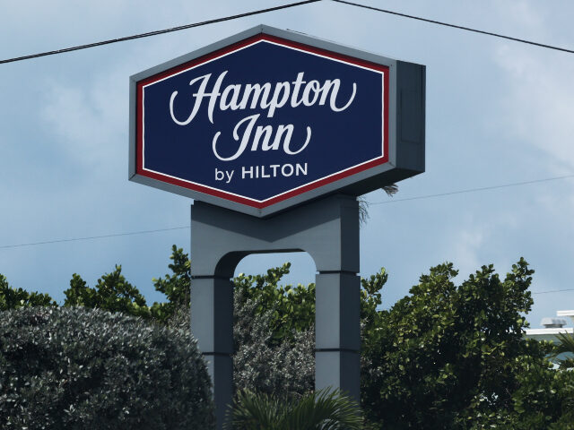 Hampton by Hilton logo is seen in Florida Keys, United States on May 7, 2024. Jakub Porzyc