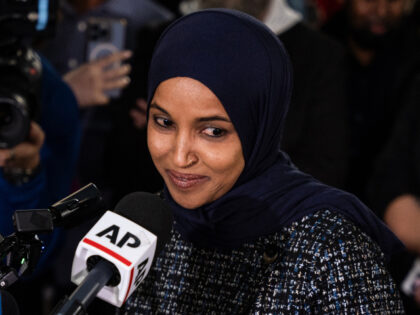 Representative Ilhan Omar, a Democrat from Minnesota, speaks during a news conference in M
