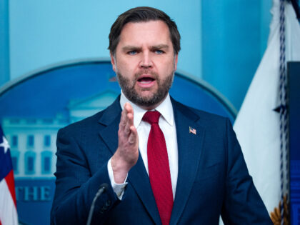 US Vice President JD Vance during a news conference in the James S. Brady Press Briefing R
