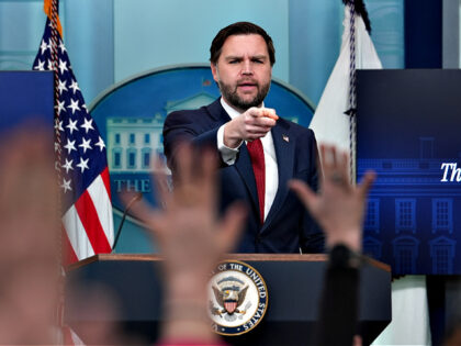 Vice President JD Vance speaks during a briefing at the White House, Thursday, Jan. 8, 202