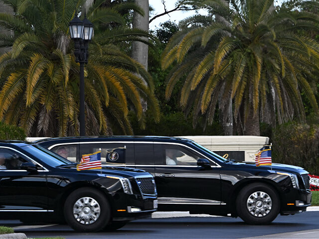 The motorcade with US President Donald Trump returns to Mar-a-Lago club in Palm Beach, Flo