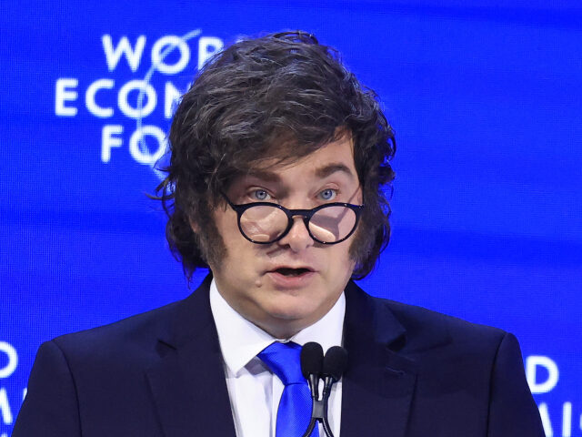 Javier Milei, Argentina's president, speaks during the World Economic Forum (WEF) in