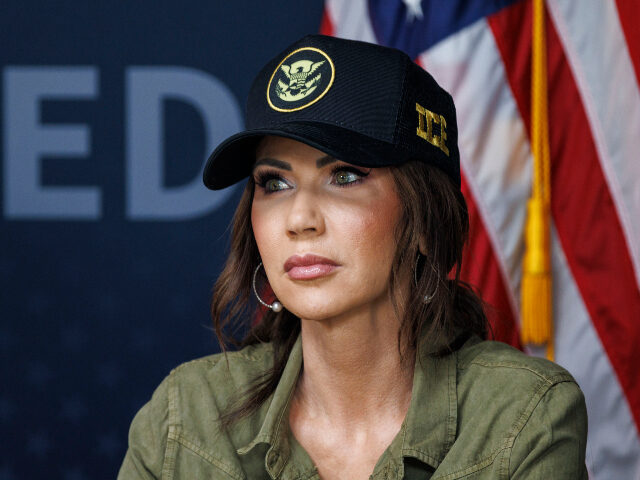 U.S. Secretary of Homeland Security Kristi Noem at a roundtable discussion with local ranc
