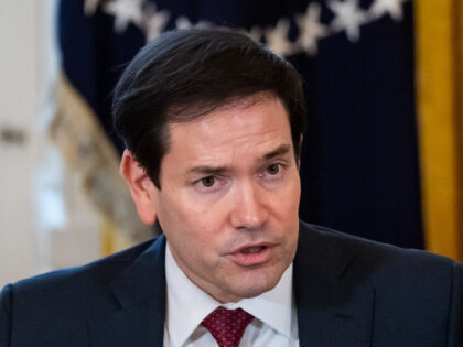 Marco Rubio, US secretary of state, during a meeting with oil executives in the East Room