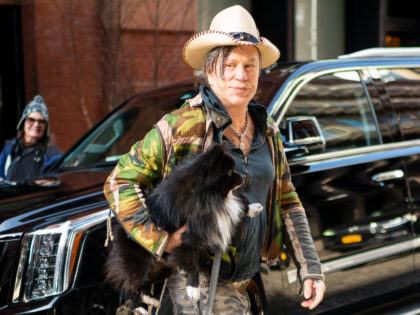 NEW YORK, NEW YORK - FEBRUARY 14: Mickey Rourke is seen in SoHo on February 14, 2019 in Ne