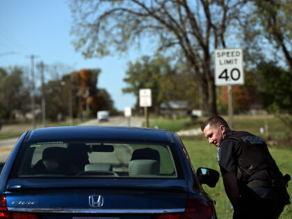 Palmyra's police Chief Paul Blount conducts a traffic stop on October 20, 2025 in Pal