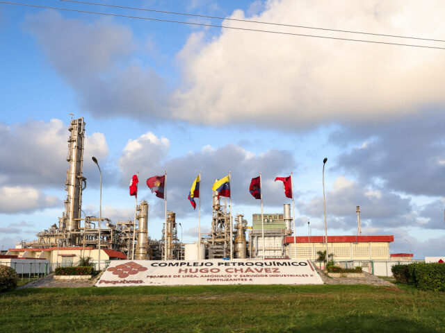 General view of the Hugo Chávez petrochemical facilities during a walk around the outskir