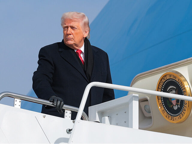 JOINT BASE ANDREWS, MARYLAND - JANUARY 16: U.S. President Donald Trump boards Air Force On