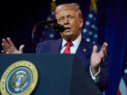President Donald Trump speaks to House Republican lawmakers during their annual policy ret