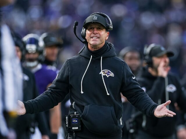 Scott Taetsch_Getty Images (1) BALTIMORE, MD - DECEMBER 07: Head coach John Harbaugh of the Baltimore Ravens reacts durin