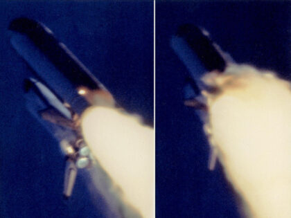 Sequential photos, relased 15 February 1986, taken by NASA during the catastrophic flight