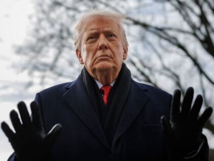 WASHINGTON, DC - JANUARY 16: President Donald Trump speaks to reporters on the South Lawn