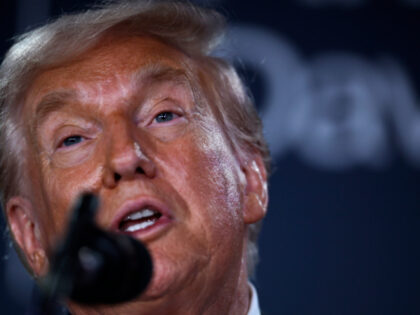 U.S. President Donald Trump speaks during a reception for business leaders at the World Ec