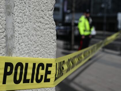 OTTAWA, CANADA – APRIL 29: Yellow police tape seals off a stretch of Rideau Street follo
