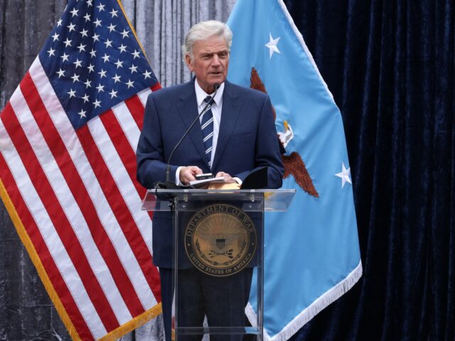 ARLINGTON, VIRGINIA - DECEMBER 17: Franklin Graham delivers sermon during a Christmas serv