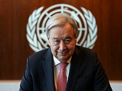 UN Secretary-General Antonio Guterres poses for a portrait during an AFP interview ahead o