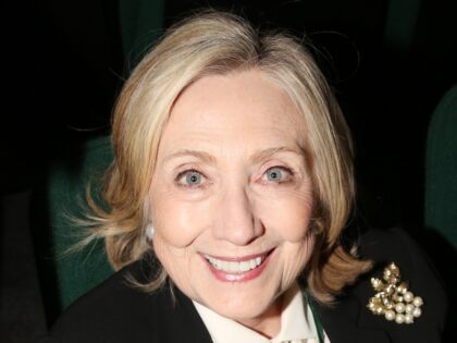 NEW YORK, NEW YORK - NOVEMBER 3: Hillary Clinton poses at the opening night of the new pla