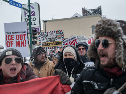 Demonstrators against the Immigration and Customs Enforcement (ICE) deployment during a pr