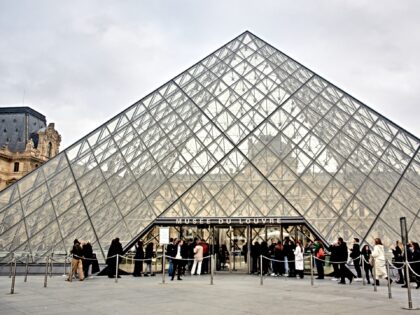 The entrance of the Louvre Pyramid, two weeks after a robbery at the Louvre in Paris, Fran