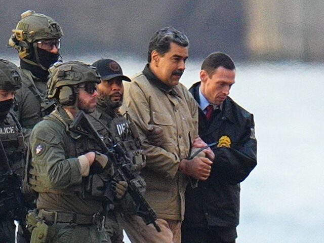 NEW YORK, NY - JANUARY 5: Nicolas Maduro is seen in handcuffs after landing at a Manhattan