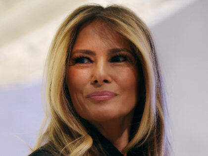 NEW YORK, NEW YORK - JANUARY 28: First lady Melania Trump appears at the New York Stock Ex
