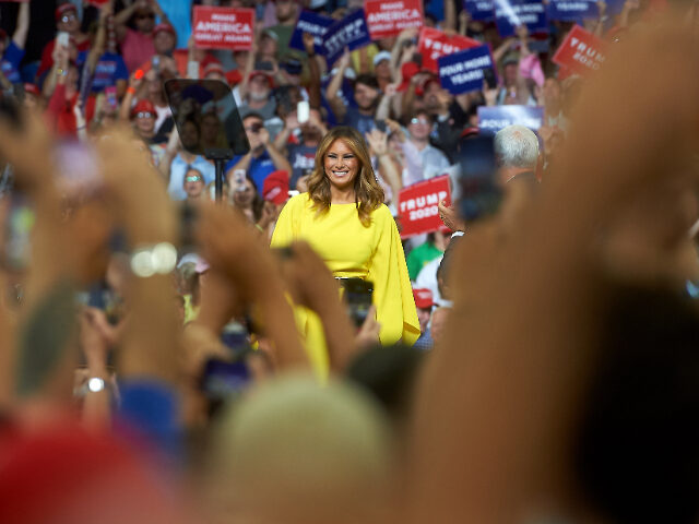 ORLANDO, UNITED STATES OF AMERICA - JUNE 18: First Lady Melania Trump greets the crowd as