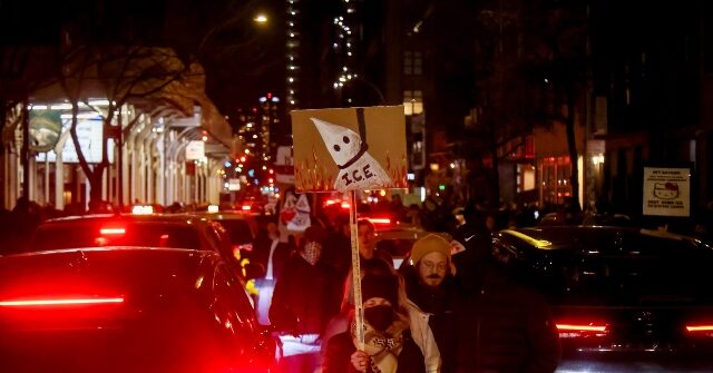 A crowd of protesters were heard chanting "Kristi Noem will hang" at Foley Square in New York City on Thursday. 