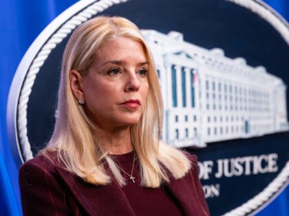 Pam Bondi, US attorney general, during a news conference at the Department of Justice (DOJ