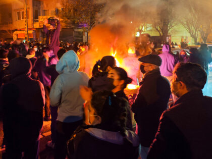 Fires are lit as protesters rally on January 8, 2026 in Tehran, Iran. Demonstrations have