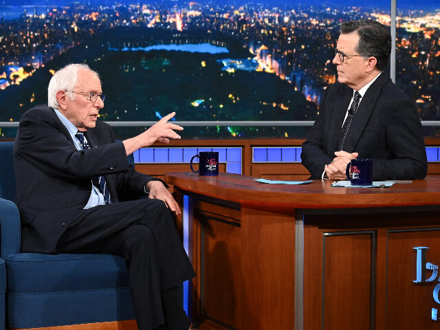 NEW YORK CITY - MAY 15: The Late Show with Stephen Colbert and guest Sen. Bernie Sanders d