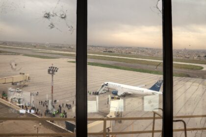 Flights have been suspended for 24 hours at Aleppo's international airport, seen in M