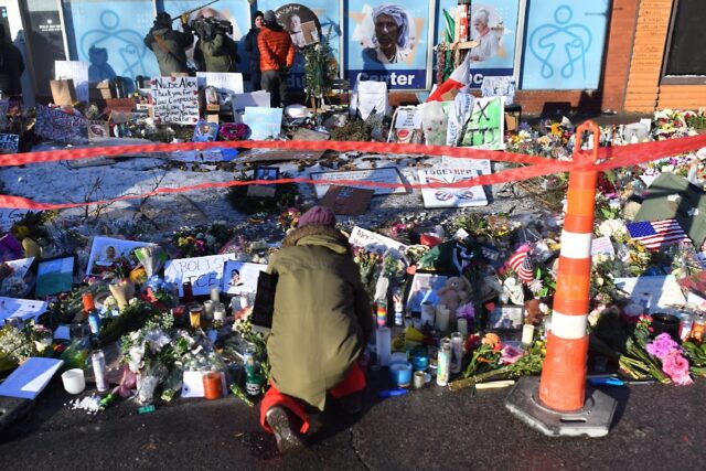 Mourners braved bitter cold to visit a makeshift memorial where Alex Pretti was shot dead
