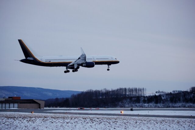 A plane carrying ousted Venezuelan President Nicolas Maduro lands at Stewart Air National