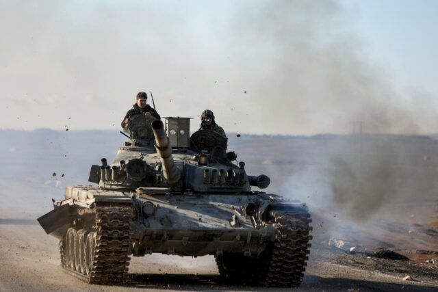 Syrian government forces make their way towards Hasakeh city in the northeast on January 2