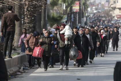 Thousands fled the Kurdish-dominated neighbourhoods of Aleppo in Syria