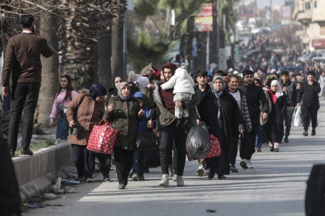 Thousands fled the Kurdish-dominated neighbourhoods of Aleppo in Syria