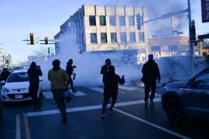 US Customs and Border Protection agents deploy tear gas while looking for undocumented mig