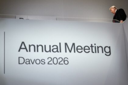 US President Donald Trump at the World Economic Forum (WEF) annual meeting in Davos, Switz