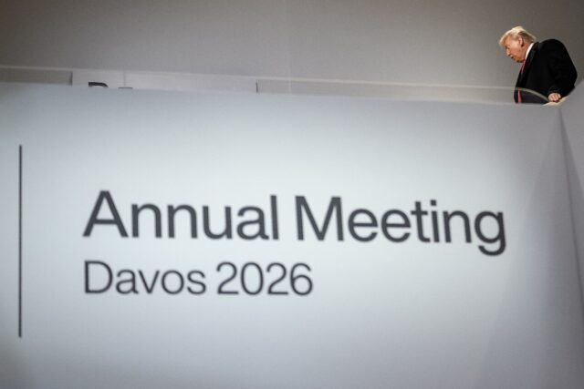 US President Donald Trump at the World Economic Forum (WEF) annual meeting in Davos, Switz