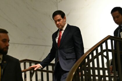 US Secretary of State Marco Rubio arrives before meeting with lawmakers on Venezuela