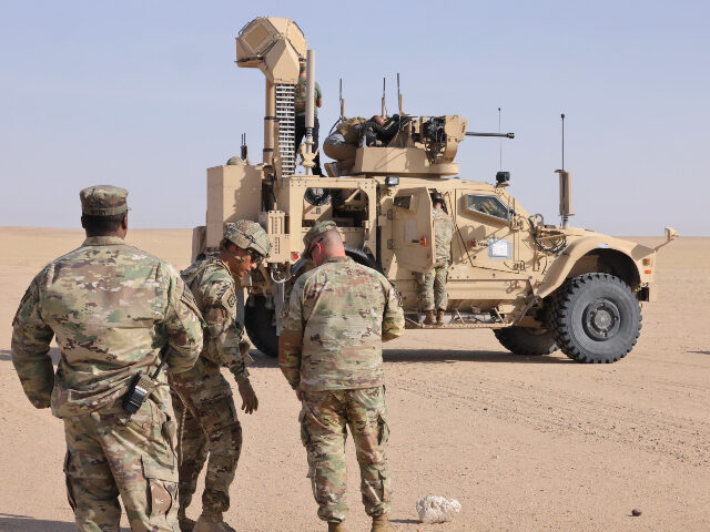 Soldiers test the 30mm anti-drone turret that is a part of the Mobile-Low, slow, small-unm