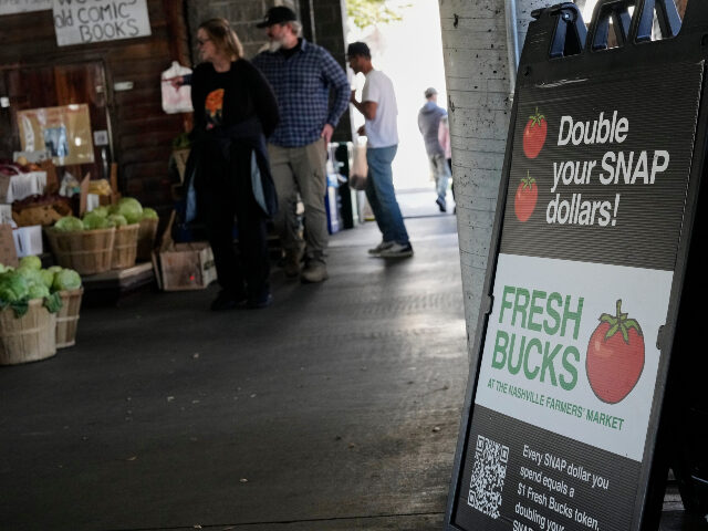 A sign about USDA Supplemental Nutrition Assistance Program (SNAP), benefits is displayed