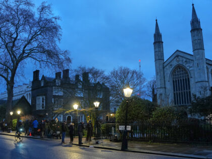 Journalists wait outside Peter Mandelson's house in London, Tuesday, Feb. 24, 2026 af